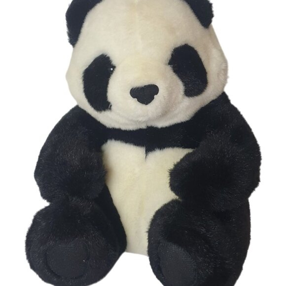 A&A Panda Bear Realistic Plush Black White 11.5" VTG Stuffed Animal Soft Cuddly - Picture 1 of 8